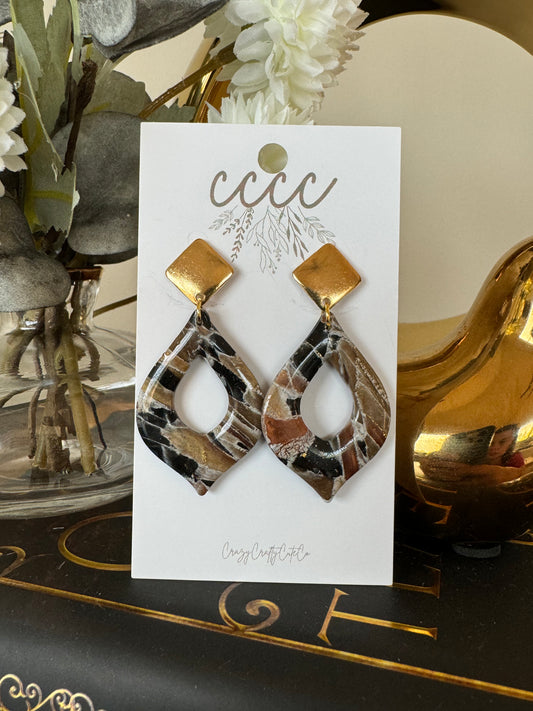 Iced Coffee Dangle-Gold Diamond Shaped Post