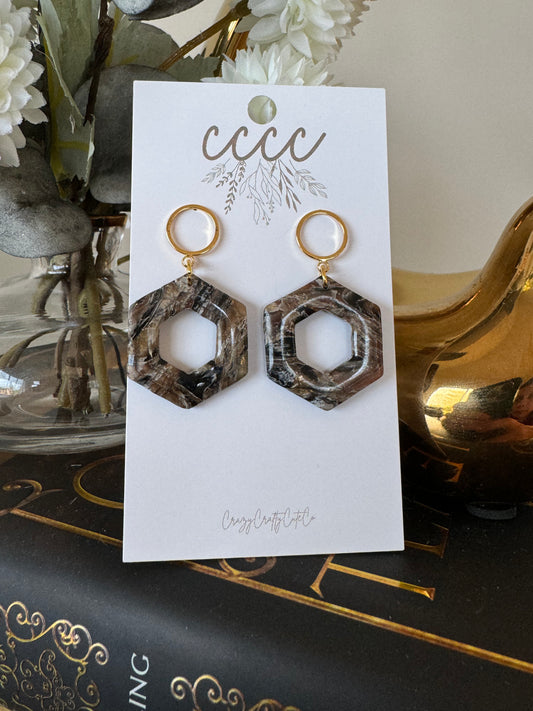 Iced Coffee Dangle-Gold Open Circle Post