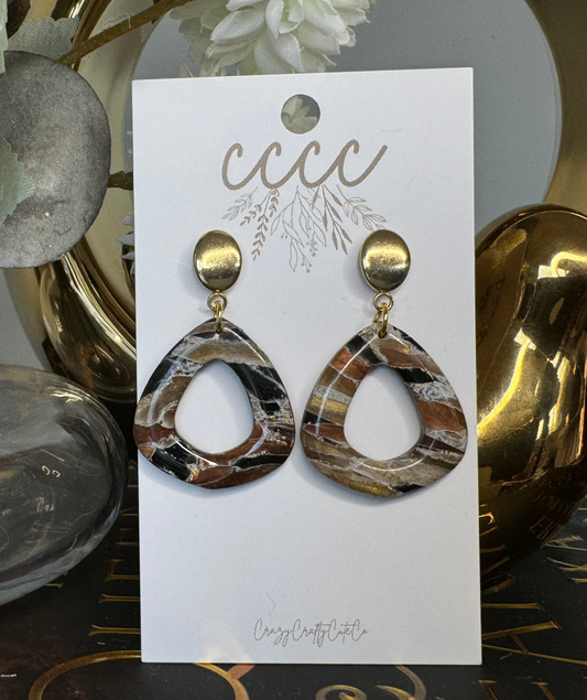 Iced Coffe Dangle-Gold Oval Post